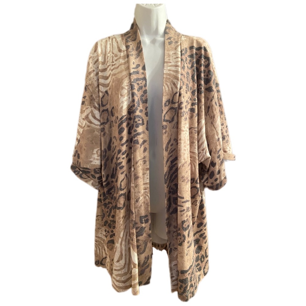 Versona Animal Print Open Cardigan, Size XXL